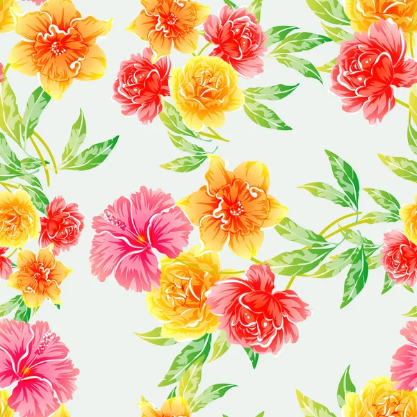 Illustration Vectorielle Fleurs Vives Motif Fond — Image vectorielle