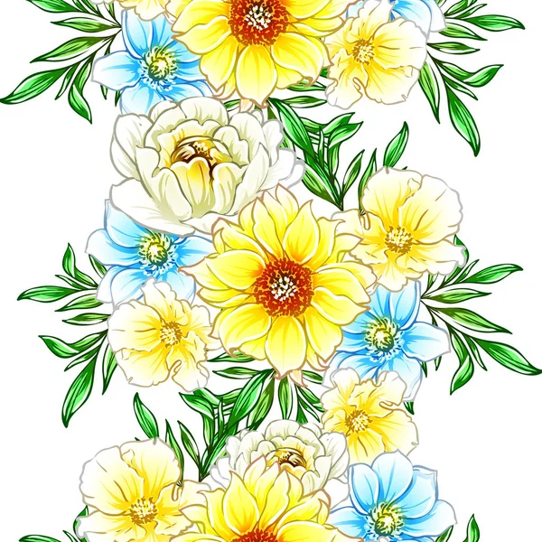 Illustrazione Vettoriale Fiori Luminosi Modello Sfondo — Vettoriale Stock