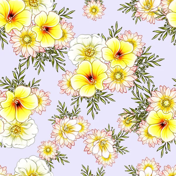 Ilustração Vetorial Fundo Padrão Flores Brilhantes — Vetor de Stock