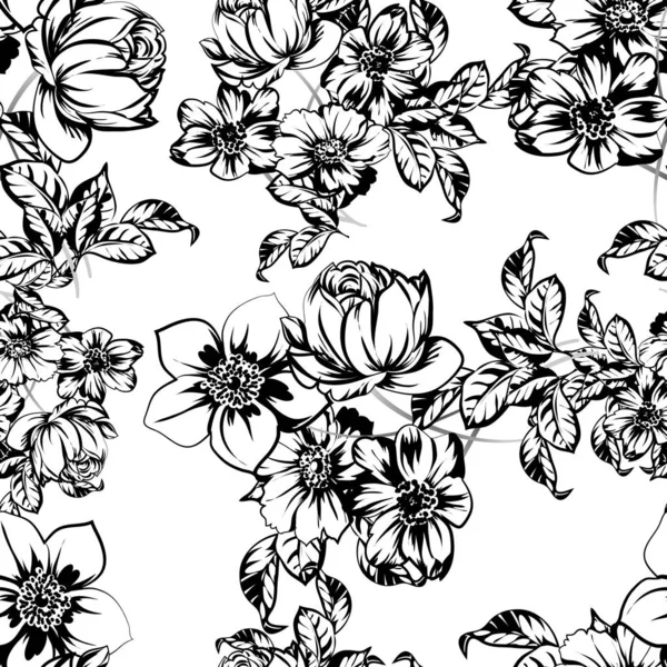 Vektorillustration Vintage Blommor Mönster Bakgrund — Stock vektor