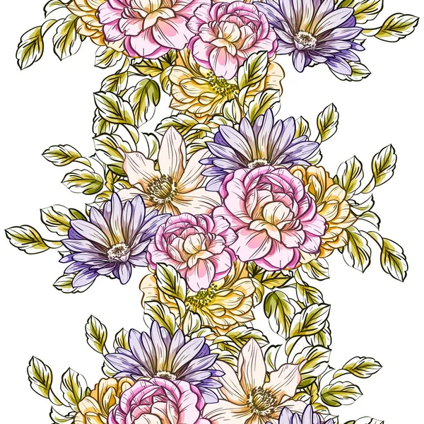 Vektorillustration Ljusa Blommor Mönster Bakgrund — Stock vektor