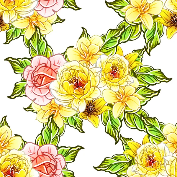 Vektor Illustration Von Hellen Blumen Muster Hintergrund — Stockvektor