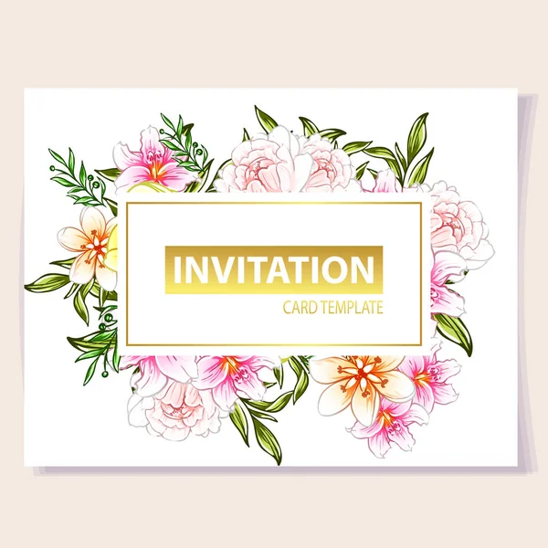 Vector Illustration Colourful Invitation Card Vintage Style Flowers Pattern — Stock Vector