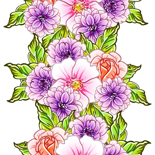 Illustration Vectorielle Fleurs Vives Motif Fond — Image vectorielle