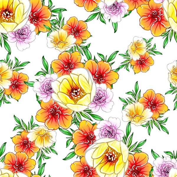 Illustration Vectorielle Fleurs Vives Motif Fond — Image vectorielle