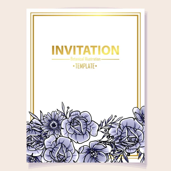 Vektorillustration Der Retro Einladungskarte Blumenmuster Vintage Stil — Stockvektor