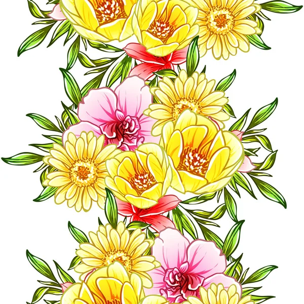 Vectorillustratie Van Heldere Bloemen Patroon Achtergrond — Stockvector