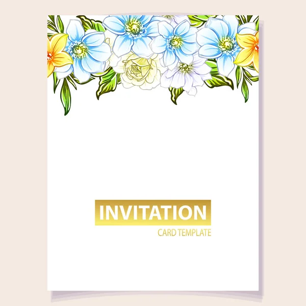 Illustration Vectorielle Carte Invitation Colorée Motif Fleurs Style Vintage — Image vectorielle