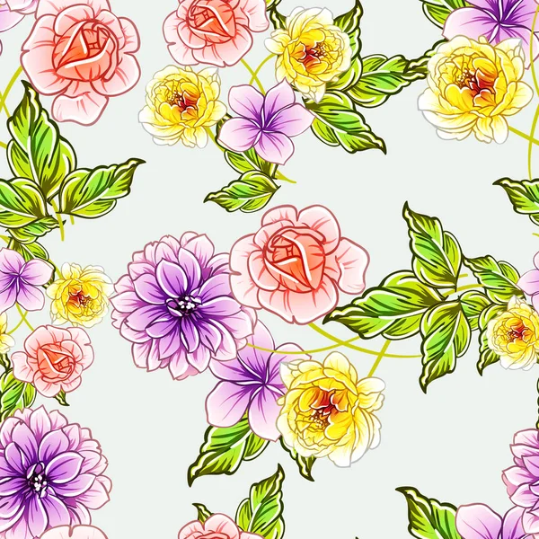 Illustration Vectorielle Fleurs Vives Motif Fond — Image vectorielle