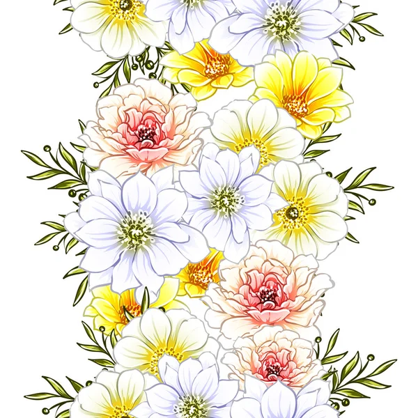 Illustration Vectorielle Fleurs Vives Motif Fond — Image vectorielle