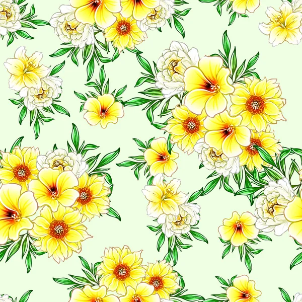 Vector Ilustración Flores Brillantes Patrón Fondo — Vector de stock