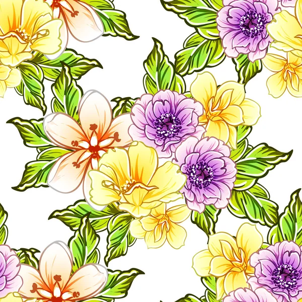 Vektor Illustration Von Hellen Blumen Muster Hintergrund — Stockvektor