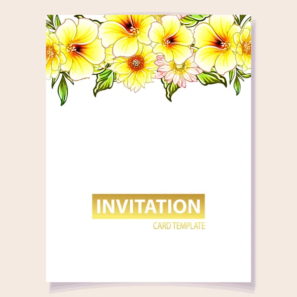 Illustration Vectorielle Carte Invitation Colorée Motif Fleurs Style Vintage — Image vectorielle