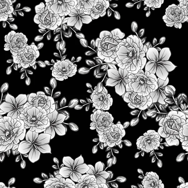 Illustration Vectorielle Fleurs Vintage Motif Fond — Image vectorielle