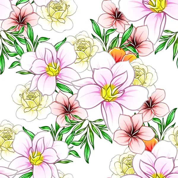 Illustration Vectorielle Fleurs Vives Motif Fond — Image vectorielle