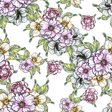 vektör çizim parlak çiçek desen arka plan