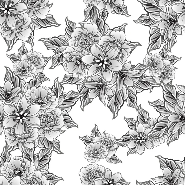 Illustration Vectorielle Fleurs Vintage Motif Fond — Image vectorielle