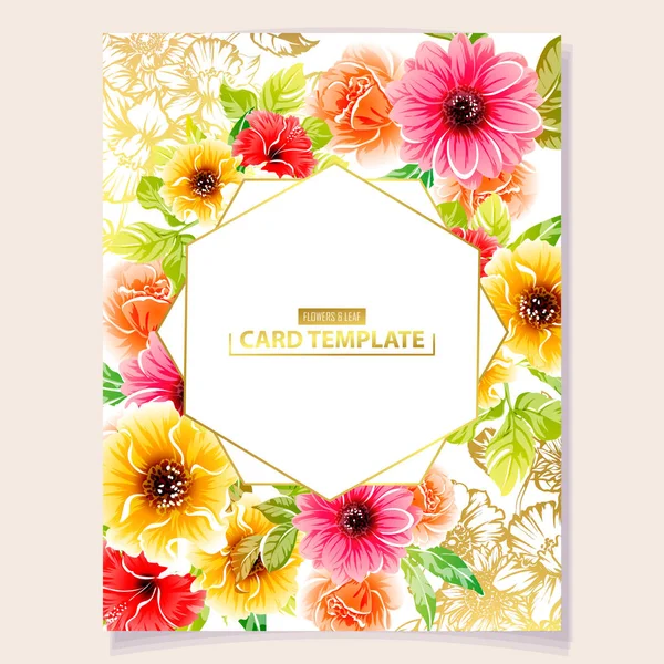 Ilustração Vetorial Cartão Convite Colorido Padrão Flores Estilo Vintage — Vetor de Stock