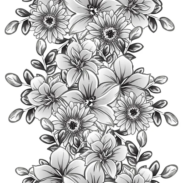 Vector Illustration Vintage Flowers Pattern Background — Stock Vector