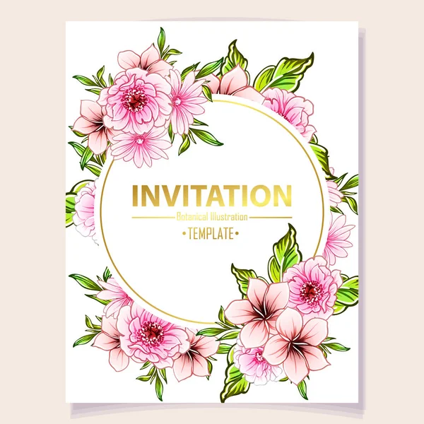 Vector Ilustración Tarjeta Invitación Colores Patrón Flores Estilo Vintage — Archivo Imágenes Vectoriales