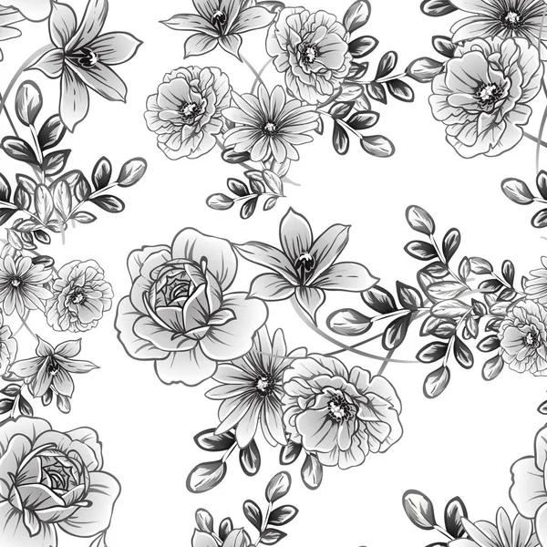 Illustration Vectorielle Fleurs Vintage Motif Fond — Image vectorielle