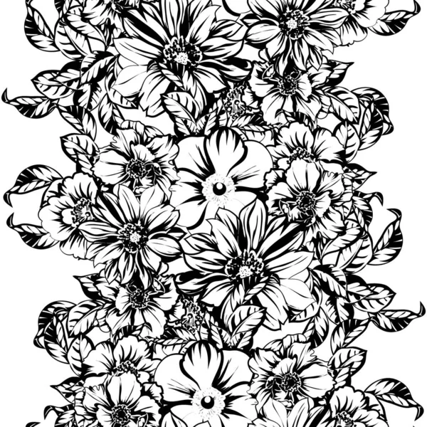 Vector Illustration Vintage Flowers Pattern Background — Stock Vector