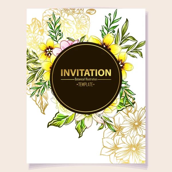 Illustration Vectorielle Carte Invitation Colorée Motif Fleurs Style Vintage — Image vectorielle