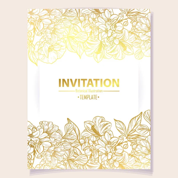 Illustration Vectorielle Carte Invitation Rétro Motif Fleurs Style Vintage — Image vectorielle