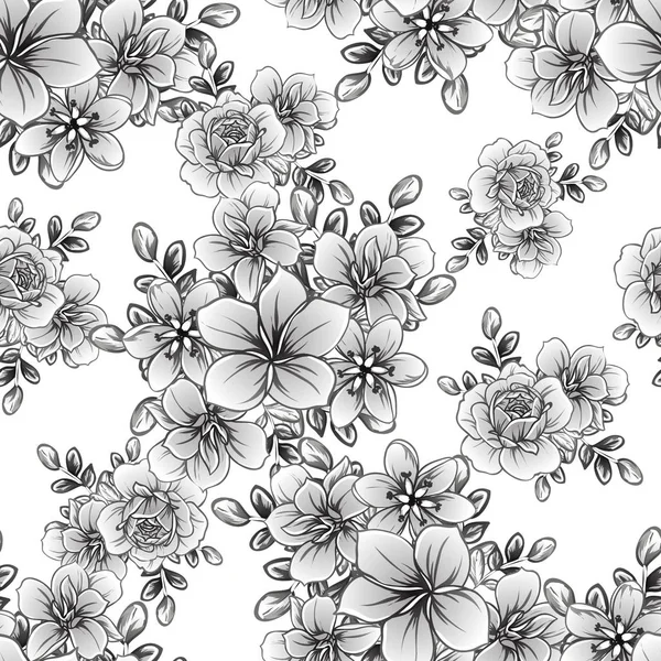 Illustration Vectorielle Fleurs Vintage Motif Fond — Image vectorielle