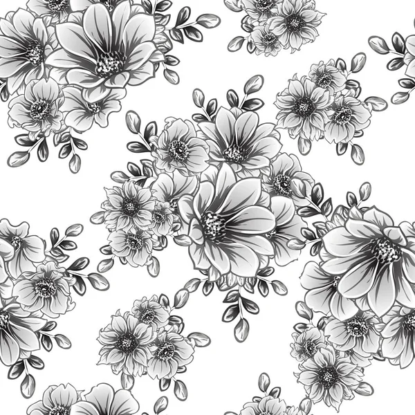 Illustration Vectorielle Fleurs Vintage Motif Fond — Image vectorielle