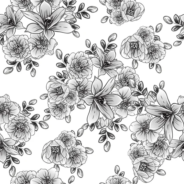 Illustration Vectorielle Fleurs Vintage Motif Fond — Image vectorielle