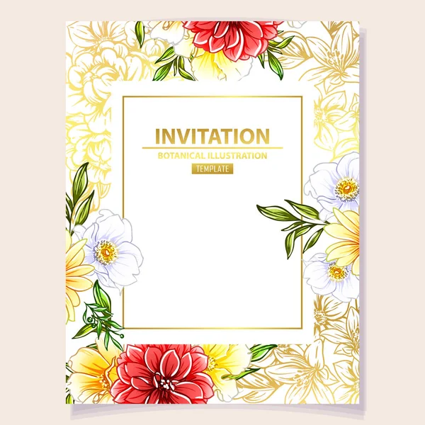 Vector Ilustración Tarjeta Invitación Colores Patrón Flores Estilo Vintage — Archivo Imágenes Vectoriales