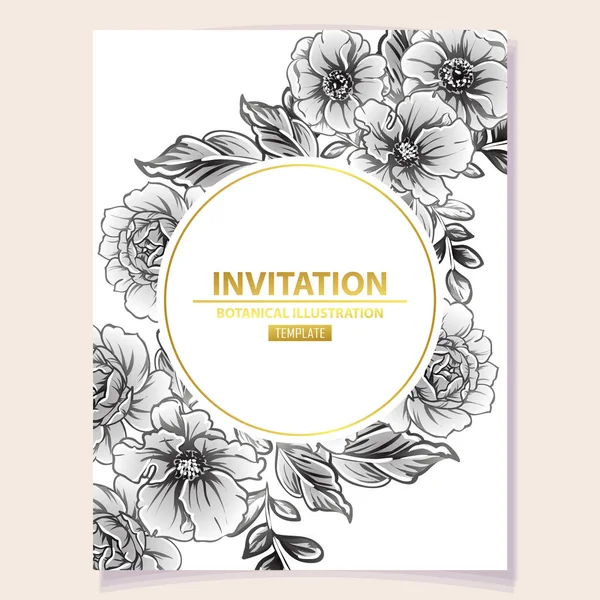 Vector Ilustración Tarjeta Invitación Colores Patrón Flores Estilo Vintage — Vector de stock