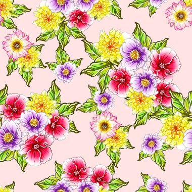 vektör çizim parlak çiçek desen arka plan