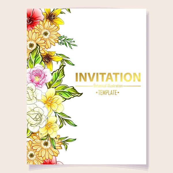 Vector Ilustración Tarjeta Invitación Colores Patrón Flores Estilo Vintage — Vector de stock