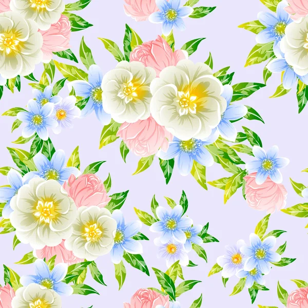 鮮やかな花パターン背景のベクトル イラスト — ストックベクタ