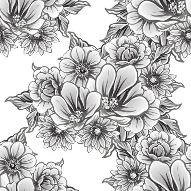 vintage çiçek desen arka plan vektör çizim