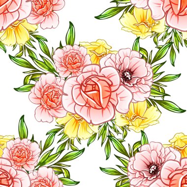 vektör çizim parlak çiçek desen arka plan