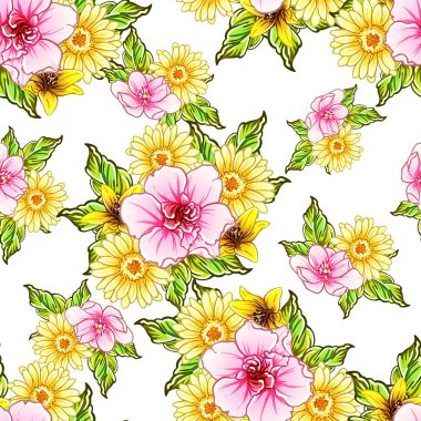 vektör çizim parlak çiçek desen arka plan