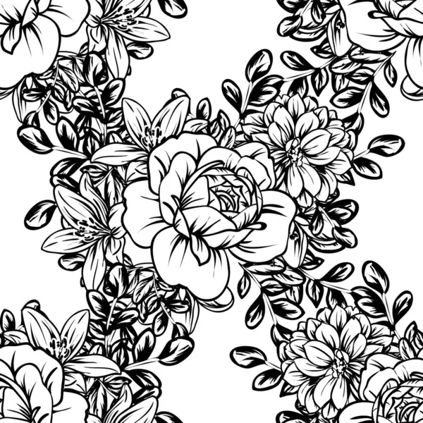 Vector Illustration Vintage Flowers Pattern Background — Stock Vector