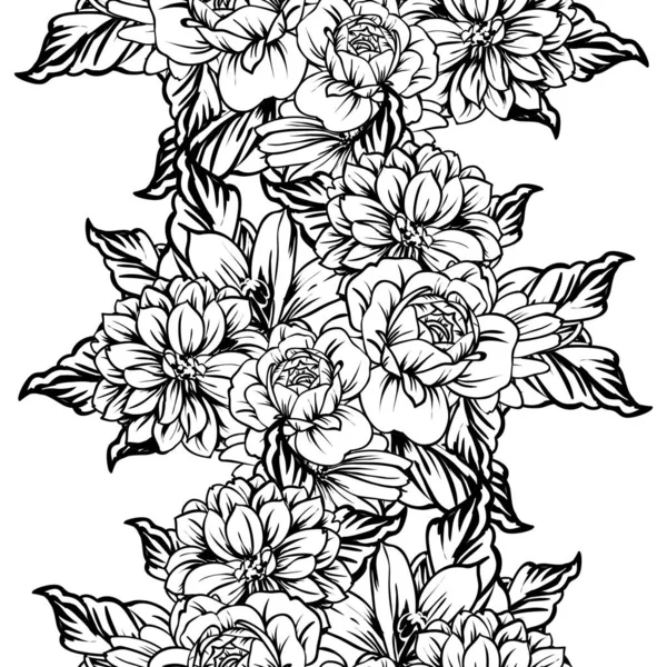 Vector Illustration Vintage Flowers Pattern Background — Stock Vector