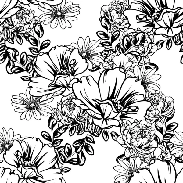 Vector Illustration Vintage Flowers Pattern Background — Stock Vector