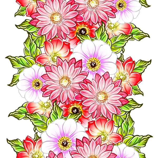 Vector Ilustración Flores Brillantes Patrón Fondo — Archivo Imágenes Vectoriales
