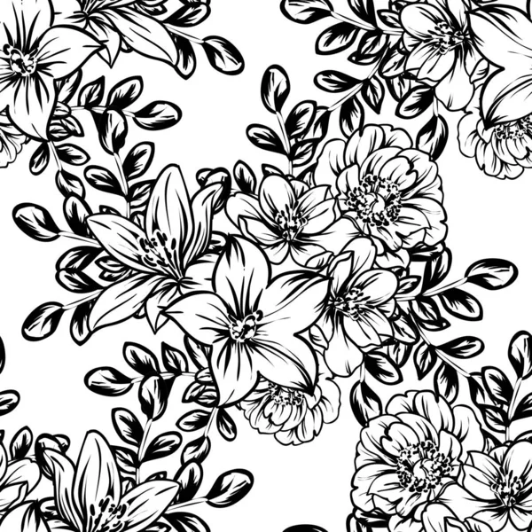 Vector Illustration Vintage Flowers Pattern Background — Stock Vector