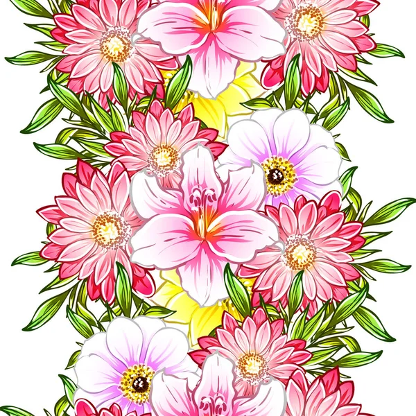 Illustrazione Vettoriale Fiori Luminosi Modello Sfondo — Vettoriale Stock