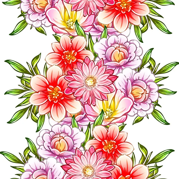 Vector Ilustración Flores Brillantes Patrón Fondo — Archivo Imágenes Vectoriales