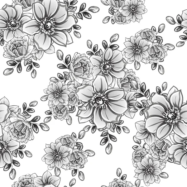 Vector Illustration Vintage Flowers Pattern Background — Stock Vector