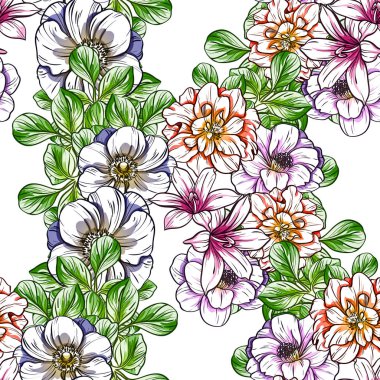 vektör çizim parlak çiçek desen arka plan