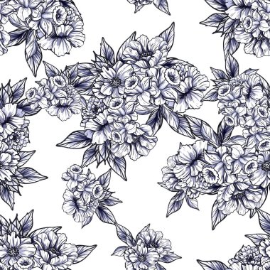 vintage çiçek desen arka plan vektör çizim