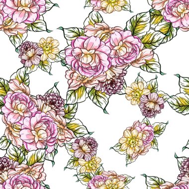 vektör çizim parlak çiçek desen arka plan